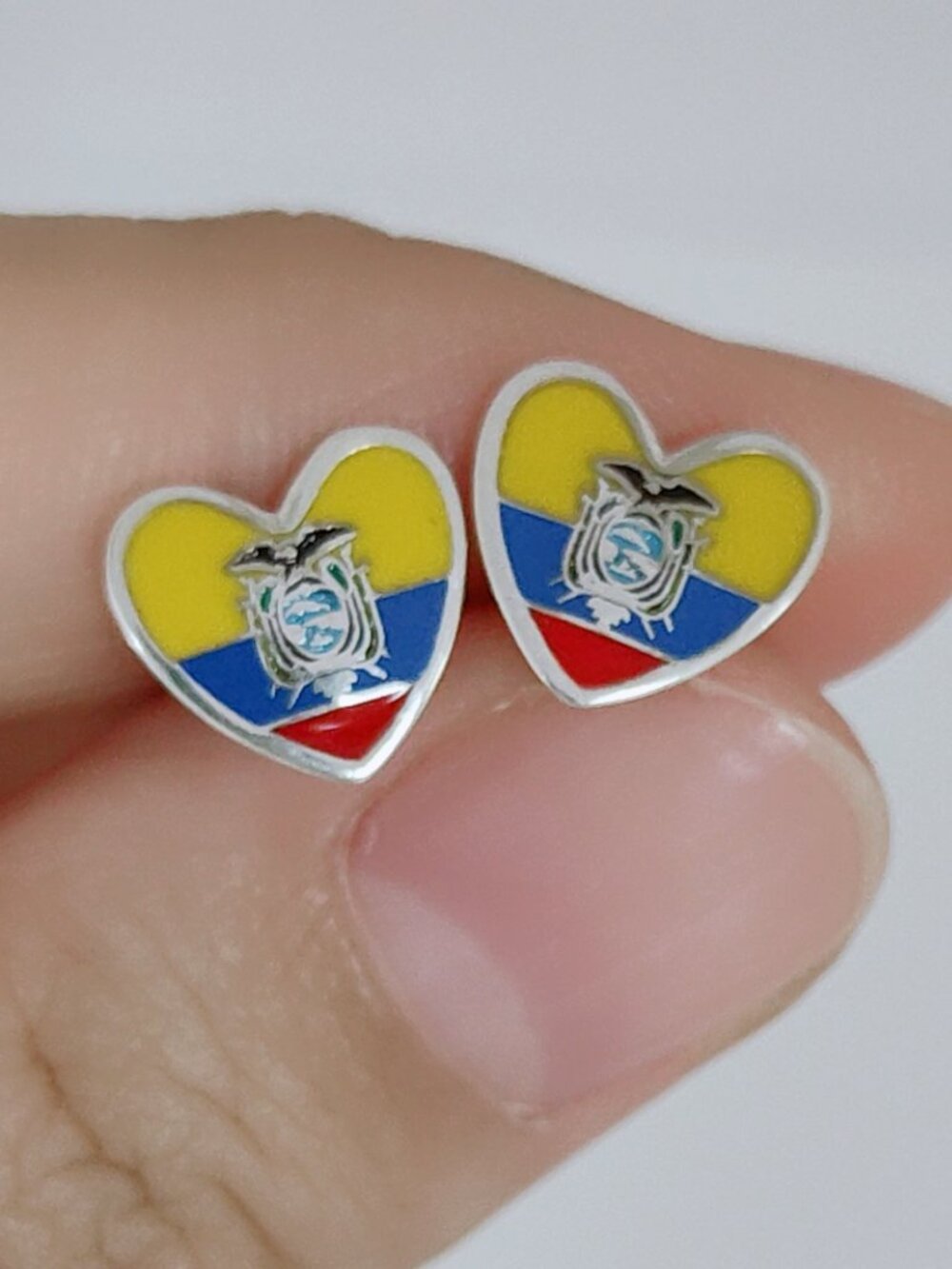 Ecuador Flag Earring Stud Earrings Exclusive Designed Women Jewelry S925 Silver